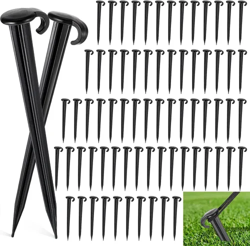 Vicenpal 100 estacas inflables de plástico de 7 pulgadas para jardín, estacas de jardín de plástico resistente para tienda de campaña, repuesto para
