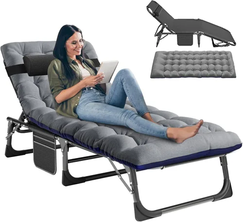 Miniatura 17 de LILYPELLE Sillón reclinable plegable para exteriores con colchón, 5 posiciones ajustables para patio, sillas reclinables, perfectas para exteriores