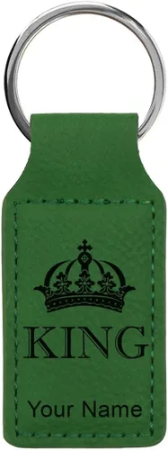 Miniatura 34 de Llavero rectangular, corona de rey, grabado personalizado incluido, Bambú
