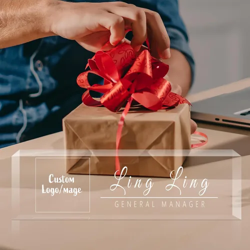 Miniatura 5 de Placa de nombre de escritorio personalizada, placa de identificación acrílica, placas de identificación grabadas personalizadas con logotipo/foto