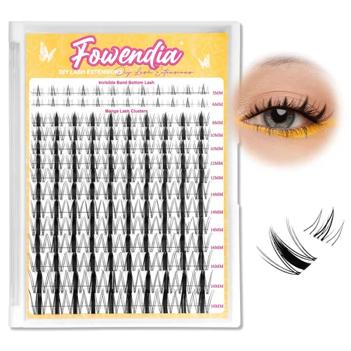 Miniatura 14 de Kit de racimos de pestañas Fowendia Wanna Be 8-18mm, racimos de pestañas de manga de hadas, kit de extensión de pestañas DIY, impermeable, racimos