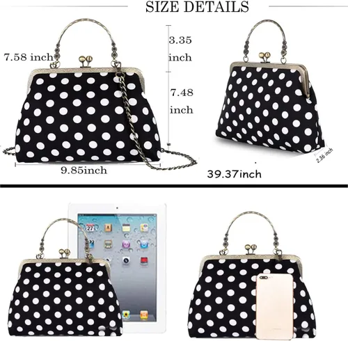 Miniatura 83 de Bolso floral con asa superior, bolso de noche Kiss Lock para mujer, bolso vintage