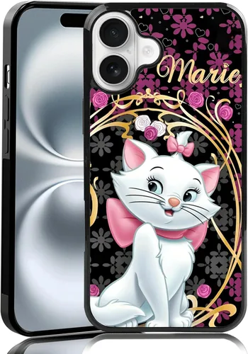 Miniatura 57 de Elegante funda de teléfono con diseño de gato Marie compatible con iPhone 11, funda de encaje dorado para iPhone, a prueba de golpes, rosa fucsia