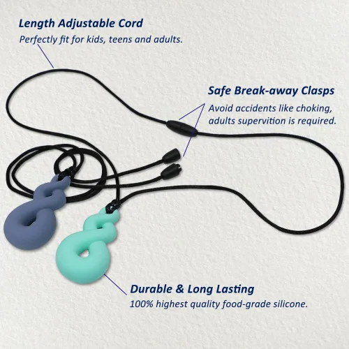 Miniatura 3 de Collares masticables sensoriales para niños y niñas, paquete de 6 collares masticables de silicona para niños y adultos, con autismo, ansiedad