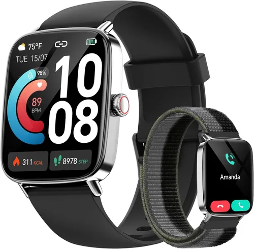 Miniatura 11 de Reloj inteligente para mujeres, reloj inteligente HD de 1.85 pulgadas, compatible con iPhone/Samsung/Android (respuesta/hacer llamadas), más de 100