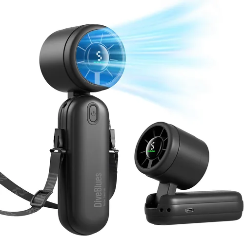 Miniatura 11 de iTurbo - Ventilador turbo de mano, mini ventiladores de mano portátiles plegables, batería recargable, pantalla LED de alta velocidad de 5