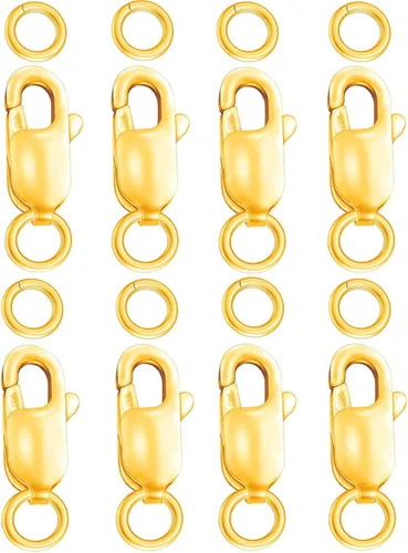 Miniatura 8 de Dailyacc Cierres de pinza de langosta para hacer joyas, oro y plata con anillos de salto, cierres seguros para collares, pulseras, manualidades