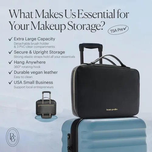 Miniatura 2 de BEAUTYGOODIES Neceser colgante impermeable aprobado por la TSA para mujer, de viaje/artículos de tocador, color negro, Negro -, L, Bolsas