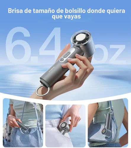 Miniatura 6 de TORRAS COOLiFY iva - Ventilador de mano con enfriador de hielo, velocidad ajustable de 0 a 100, súper mini ventilador portátil potente de 5000 mAh