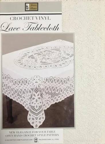 Miniatura 6 de Nuevo mantel de encaje de vinilo de ganchillo, 70" redondo, hueso beige