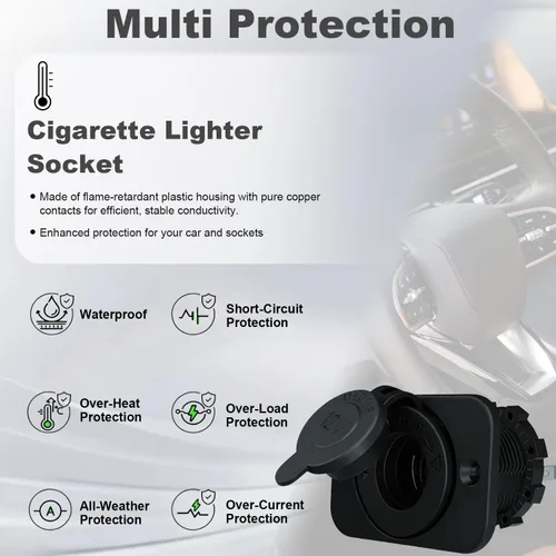Miniatura 2 de Riseuvo 1 Paquete Enchufe para Encendedor de Cigarrillos, Toma de Corriente Impermeable para Automóvil, Marina, Motocicleta, ATV, RV - Adaptador