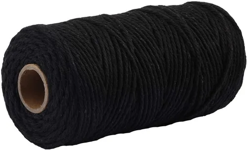 Miniatura 24 de Cuerda de algodón para macramé de 109 yardas de 0.118 pulgadas, 4 hebras trenzadas, cuerda para envolver colgadores de plantas, tejer, suministros