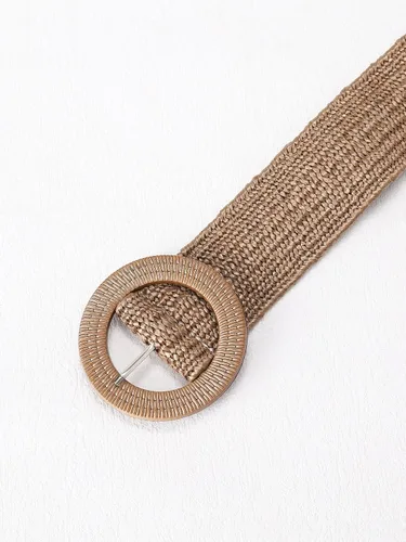 Miniatura 3 de Verdusa Cinturón de paja elástico con hebilla redonda para mujer