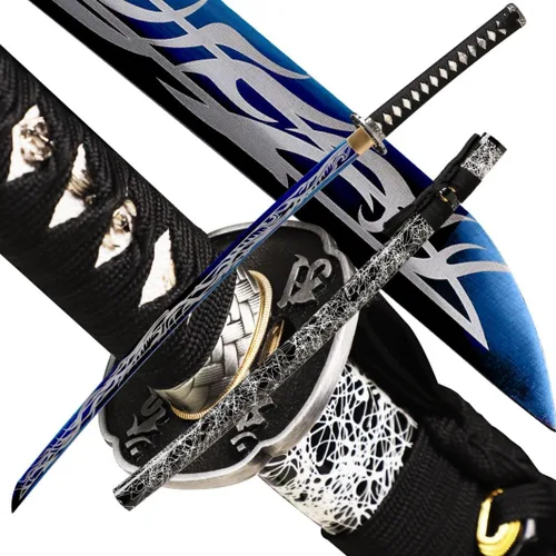 Miniatura 13 de Espada Katana Japonesa Samurai Hecha a Mano con Saya de Madera de Rayskin Dura, Puede Cortar Bambú