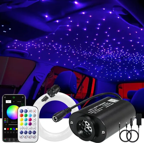 Miniatura 10 de AKEPO - Kit de luz musical RGBW de 6 W, tamaño mini, parpadeante, fibra óptica, controlada a través de aplicación, para el hogar y el automóvil, 600