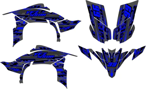 Miniatura 12 de Kit de calcomanías gráficas Kalair GFX para Yamaha YFZ 450R (2009-2013) Serie Incision Azul 16 Mil - Kit de calcomanías y vinilos personalizados
