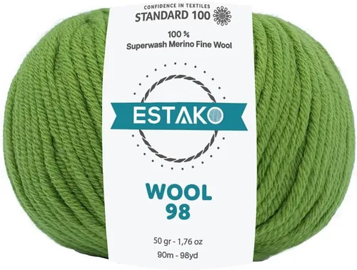Miniatura 34 de Estako Lana 98 100% Lana Merina Superwash Lana Media Lana Lana Suave Tejido y Crochet Hilo 1.76 oz (50gr) 98 yds (295.3 ft) (6147 - Off White)