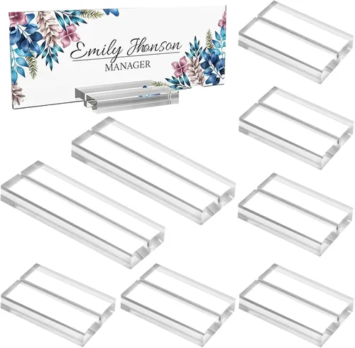 8 soportes acrílicos transparentes para tarjetas, soportes acrílicos transparentes para números de mesa, fotos de boda, menú de oficina, exhibición