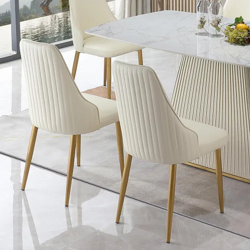 Miniatura 2 de Juego de 2 sillas de comedor modernas, sillas de ocio laterales con cojín de poliuretano con respaldo medio, sillas de cocina tapizadas con patas