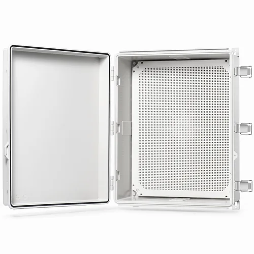 Miniatura 12 de QILIPSU - Caja de conexiones de acero inoxidable con tapa, bisagras y placa de montaje, universal, impermeable IP67, plástico ABS, gris, recinto