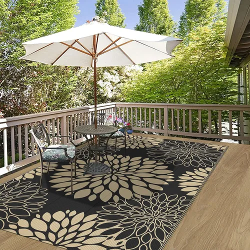 Miniatura 4 de Ileading Alfombra impermeable para exteriores de 5 x 8 pies, reversible, de paja de plástico, portátil, para interiores y exteriores, caravana
