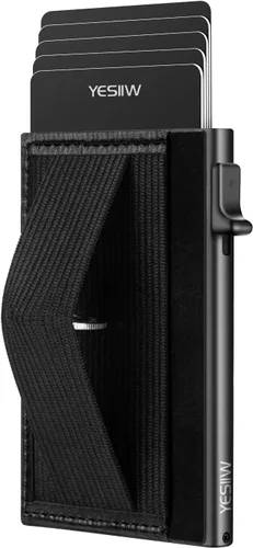YESIIW AirTag - Cartera de metal delgada, Frosted Black-3, Moderno, minimalista e inteligente