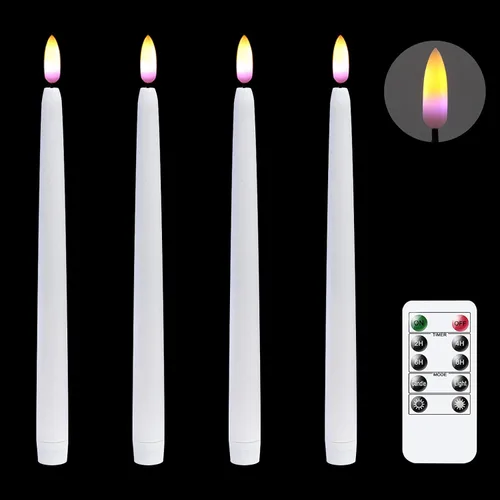 Velas alargadas decorativas sin llama, con control remoto y temporizador