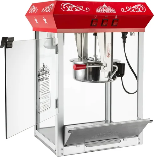 Miniatura 3 de Olde Midway - máquina de hacer palomitas estilo clásico, con hervidor de agua grande de 8 onzas, Rojo