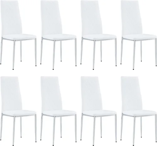 Miniatura 17 de Juego de 4 sillas de comedor modernas, de piel sintética negra, juego de 4, sillas tapizadas con respaldo alto con patas de metal plateado