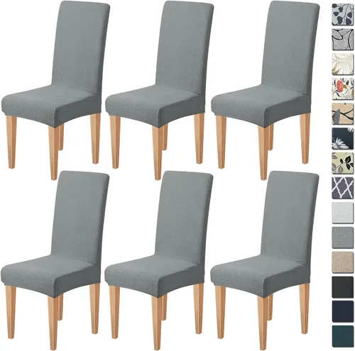Miniatura 25 de Dioxide Fundas de Silla de Alto Estirar para Sillas de Comedor, Juego de Fundas de Silla de Comedor Lavables de 4, Fundas de Asiento de Silla