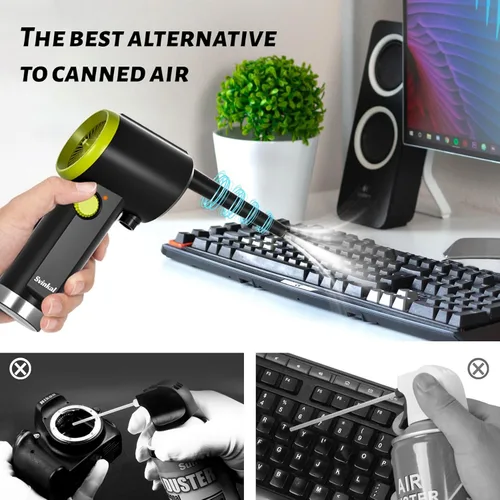 Miniatura 4 de Svinkal Plumero de aire comprimido eléctrico, pistola sopladora de aire para computadora, soplador de aire para teclado de computadora, plumero