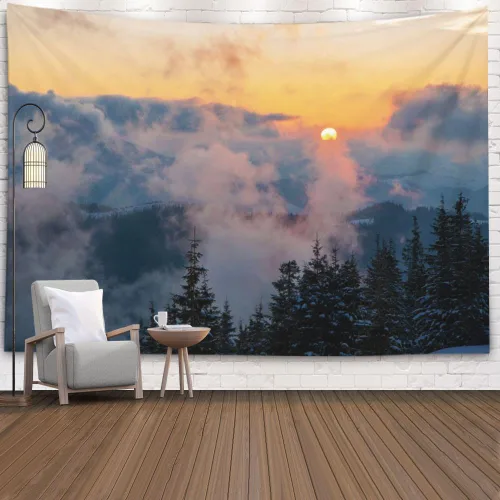 Miniatura 46 de Crannel Tapiz de invierno para colgar en la pared, sombrero de mago psicodélico para barba, tapiz mágico de calavera de humo de 50 x 60 pulgadas