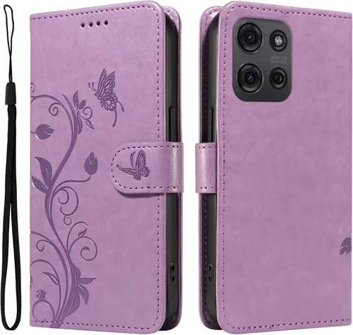 Miniatura 27 de Funda para Motorola Moto E22/E22i, piel sintética, con tarjetero y correa para la muñeca, a prueba de golpes, funda magnética para Motorola Moto Rojo