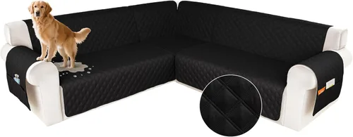 Miniatura 29 de HDCAXKJ Funda impermeable para sofá modular en forma de L, fundas seccionales de esquina lavables, a prueba de mascotas, protector de muebles