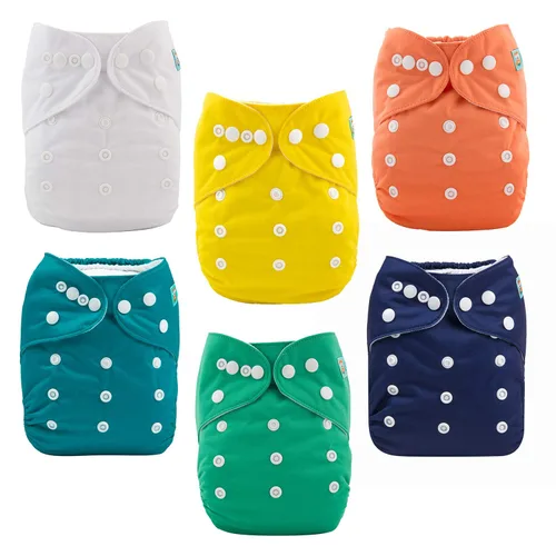 Miniatura 12 de ALVABABY pañales de tela para bebés, tamaño único y ajustable, pañales lavables y reutilizables para niños y niñas, 6 unidades con 12 rellenos