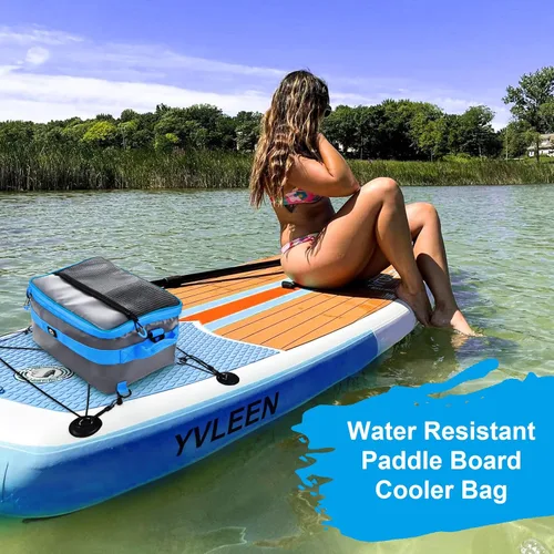 Miniatura 7 de YVLEEN Enfriador de tabla de remo impermeable, enfriador de SUP, material de PVC duradero, bolsa de cubierta con bolsillo superior de malla, correas