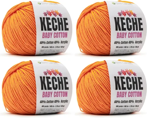 Miniatura 42 de Keche Hilo de algodón, 60% algodón, 40% hilo acrílico, hilo de algodón suave para crochet y tejer, hilo amigurumi, 1 madeja/bola, 1.76 onzas (50g)