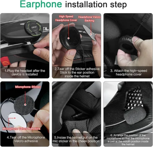 Miniatura 8 de SolaMr Q8 - Auriculares Bluetooth para casco de motocicleta, 230 horas en espera, sistemas de comunicación de malla para 6 conductores