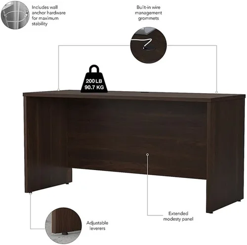 Miniatura 4 de Bush Business Furniture Studio C 60 W x 24 D Credenza Escritorio en nogal negro, mesa de computadora para el hogar u oficina profesional