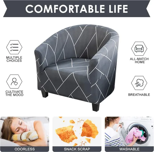 Miniatura 4 de HOTNIU Funda para silla de club, fundas para sillas de bañera para sillones, funda de sillón de alta elasticidad, protector de muebles para sala