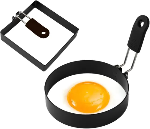 Miniatura 6 de 2 anillos cuadrados de huevo para freír, anillo de huevo frito antiadherente de 4 pulgadas, anillos de cocina de panqueques de huevo de acero
