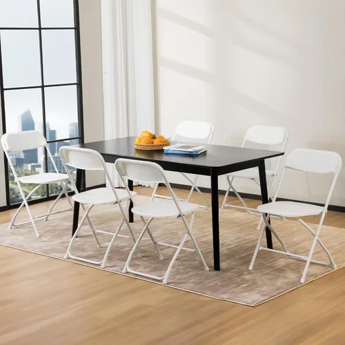 Miniatura 8 de Sweetcrispy Paquete de 4 sillas plegables de plástico para 330 libras, portátiles, metal resistente, fáciles de usar, almacenar, cómodas, para Gris