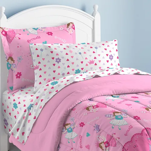 Miniatura 3 de dream FACTORY - Juego de edredón de microfibra ultrasuave para niñas, color rosa, tamaño individual, diseño de princesa mágica Princesa Mágica Rosa