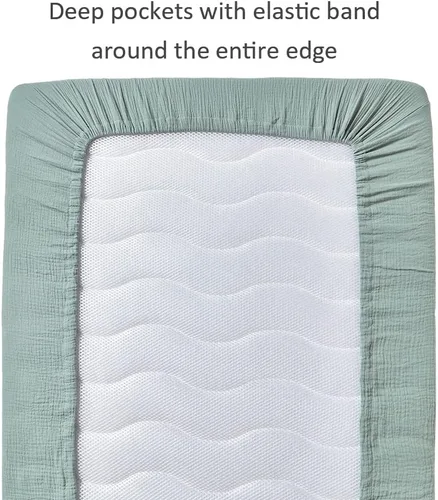 Miniatura 4 de Sábanas de muselina para cuna, para niños y niñas, sábana bajera neutra para cuna estándar y colchón de niño pequeño, suave y transpirable, 28 x 52