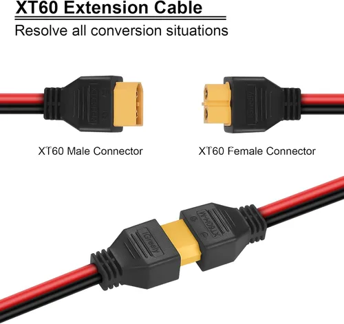 Miniatura 3 de Cable de extensión XT60 para panel solar, RV, batería automotriz, RC, estación de energía portátil, generador solar 12AWG 15 pies 4.5M