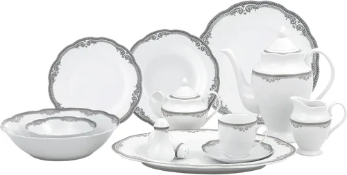 Miniatura 9 de Lorenzo Import Victoria - Vajilla de porcelana ondulada (57 piezas)