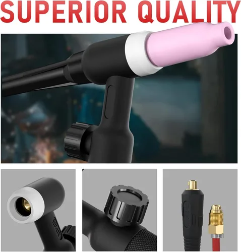 Miniatura 2 de YESWELDER Antorcha de soldadura TIG WP-17V de 13 pies, 150 amperios, 10-25 mm² enfriada por aire, Antorcha TIG de elevación, compatible