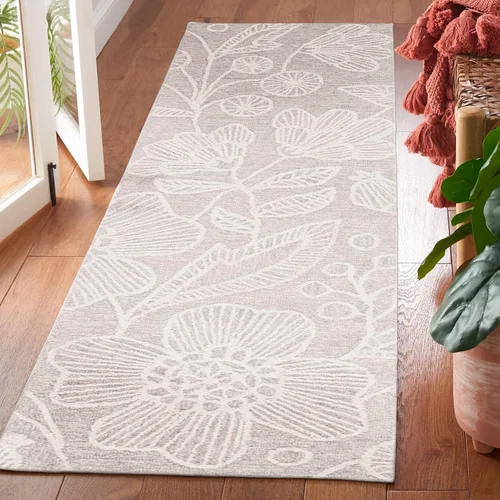 Miniatura 17 de SAFAVIEH Jardin Collection - Alfombra de pasillo, 2 pies 3 pulgadas x 8 pies, azul y marfil, lana floral hecha a mano, ideal para zonas de alto