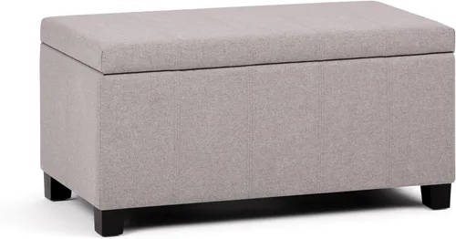 Miniatura 21 de SIMPLIHOME Dover Storage - Banco otomano rectangular tapizado de cuero vegano de 36 pulgadas de ancho en marrón chocolate, banco contemporáneo