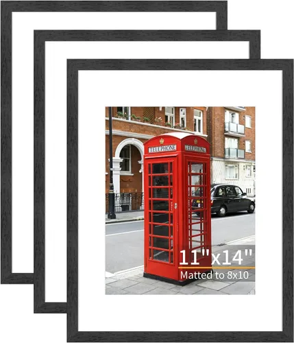 Miniatura 8 de ATOBART Juego de 3 portarretratos de 4 x 6, marco de fotos de madera negra para pared y mesa, se adapta a 3.5 x 5 pulgadas con paspartú o 4 x 6 sin